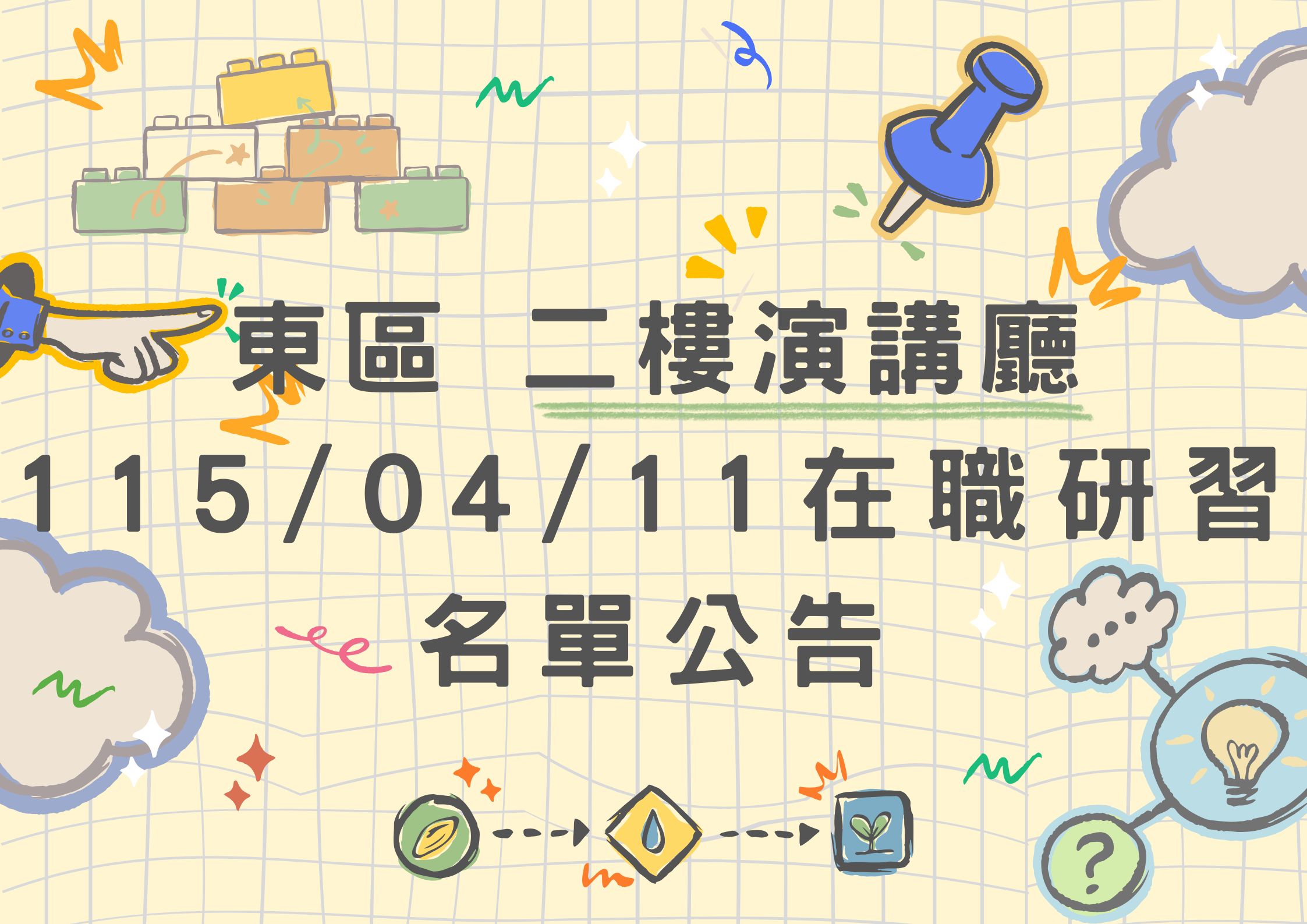 東區中心 115/04/11 (六) 東側二樓演講廳 在職研習公告(標題圖檔)